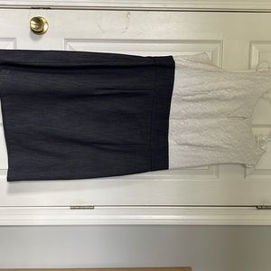 Dress. White lace top and block bottom